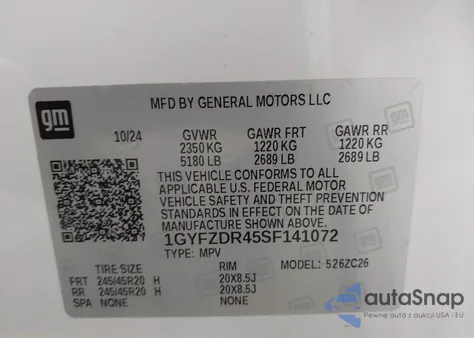 2025 Cadillac Xt4 Awd Premium Luxury z USA, uszkodzony, nr VIN 1GYFZDR45SF141072